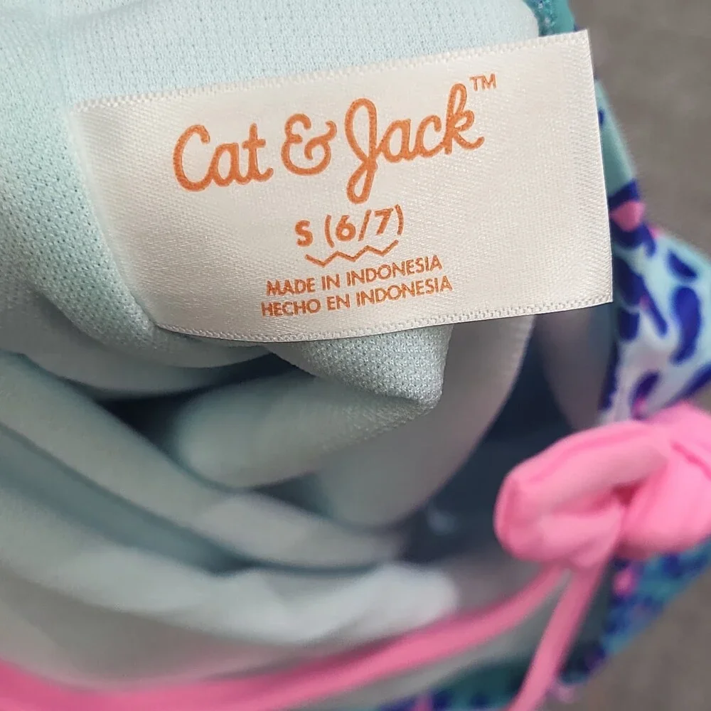 Girls Leopard Spot Printed Tankini Set - Cat & Jack Blue Size Small 6/7